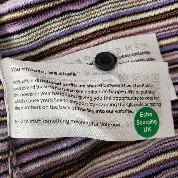 NEW Ninety-Percent Long Line Cardigan Purple Stripe Duster Cotton Sustainable - Picture 9 of 14